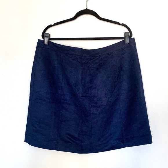 BOGO FREE Plus Size Suede Button Up Skirt Navy - Picture 2 of 2